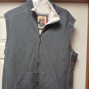 Tommy Bahama Relax Men’s Sherpa Lined Fleece Vest - Full Zip - Gray, Size Large